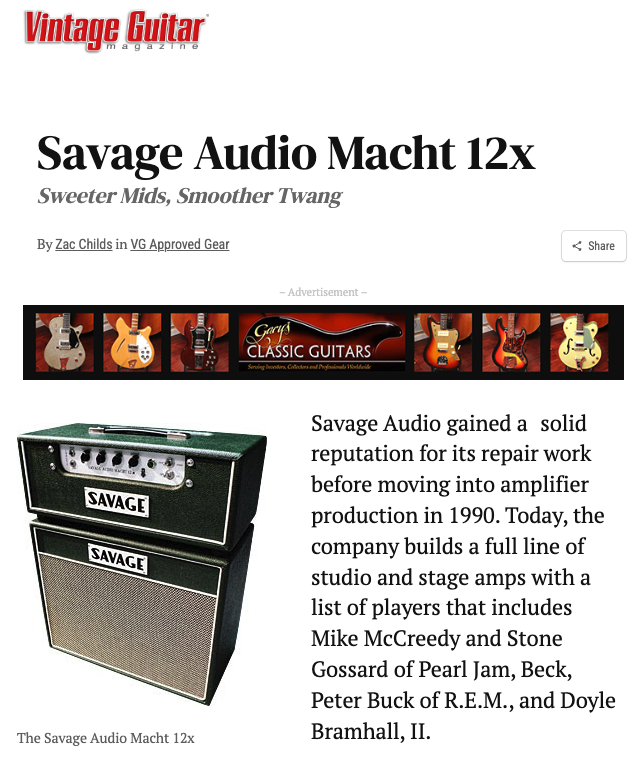 Vintage Guitar Zac Childs review